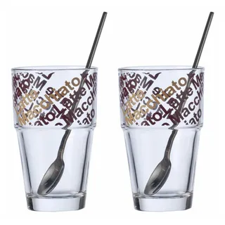 LEONARDO Solo Café Latte Becher mit Löffeln 4er Set