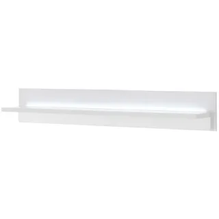 Lomadox Bücherregal LOVENO-61, Wandregal Regal Weiß Matt mit LED Beleuchtung 150 cm weiß