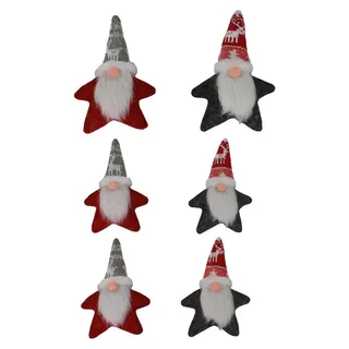Wichtel Figuren Set 6-teilig – 20 cm – Skandinavische Weihnachtsdeko aus Filz & Stoff – Deko-Wichtel rot & grau mit Bart & Zipfelmütze – W...