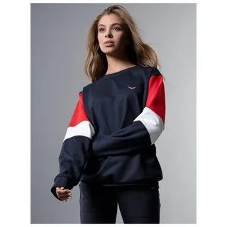 Sweatshirt TRIGEMA "TRIGEMA mit kontrastfarbigen Elementen" Gr. M, blau (navy) Damen Sweatshirts