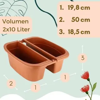 Blumenkasten Balkongeländer Beidseitig Balkon Blumenkasten Doppelseitig Balkonkasten mit Halterung Geländerkasten mit Wasserspeicher terracotta 50