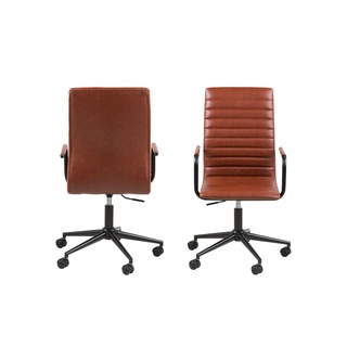 Schreibtischstuhl ACTONA GROUP "Winslow" Stühle Gr. B/H: 51 cm x 103 cm, Kunstleder, Kunstleder Cognac + Metall, braun (cognac braun, schwarz) Drehstühle Drehstuhl, Chefsessel, Höhenverstellbar, Armlehne, Cognac Braun