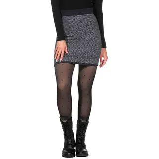 KUNST UND MAGIE Strickrock Bunter Strickrock kurz aus weicher Merinowolle Feinstrick Boho Mini grau S