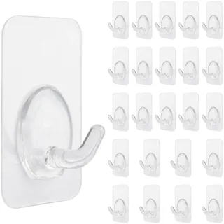 4smile Klebehaken extra stark - 24 Stück magische Haken, Klebehaken transparent für Fensterrahmen - Flexible Wandhaken selbstklebend für Badezimmer, selbstklebende Haken ohne Bohren für Deko