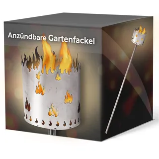 Novaliv Gartenfackel für draußen Motiv Flamme - Rost Lampe Gartenbeleuchtung- Holzspäne mit Wachs - Schwedenfackel Pelletfackel Feuersäule Flammschalen Wachsfackel Gartenleuchte