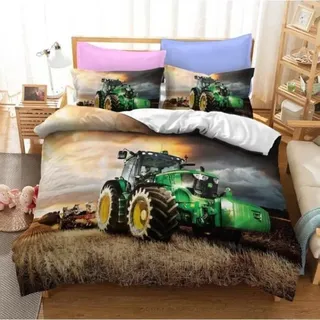 John Deere Traktor-einstreu-set – 3-teilig – 220 X 240 Cm – 100 % Polyester-mikrofaser