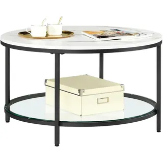 Songmics Couchtisch rund Schwarz Glas 45 x 80 x 80 cm