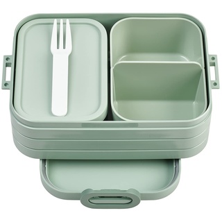 Mepal Brotdose Midi - Brotdose mit Bento Box - Für 2 Sandwiches oder 4 Brotscheiben - Lunchbox für kleine Snacks & Reste - Brotdose Erwachsene - Essenbox mit Fächern - Nordic sage