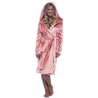 Onsoyours Damen Morgenmantel Shaggy weichen Mädchen Unisex Herren Damen Bademantel mit Kapuze Fleece Kimono Kleider Robe Bademantel Loungewear flauschig A Rosa 4XL - 4XL