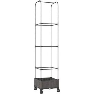 Outsunny Hochbeet mit Rankgitter 40 x 40 x 185 cm Schwarz