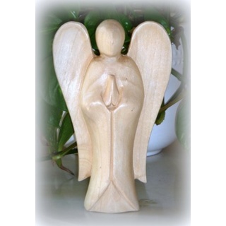Asia-Design Schutzengel aus Holz Deko Engel Figur Holzfigur Skulptur 15cm