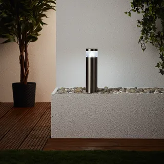 Brilliant spritzwassergeschützte LED Außenlampe - Sockelleuchte für den Außenbereich & Garten - gefertigt aus rostfreiem Edelstahl - mit 4W & kaltweißer Lichtfarbe (6500 Kelvin) und IP44-30cm Höhe