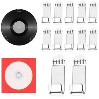 12stk Wandregal für Schallplatten, Selbstklebender Schallplattenhalter ohne Bohren Transparent Aufbewahrungsaufhänger für Alben aus Acryl mit Klebeband für Sammlung Heim Büro Dekoration