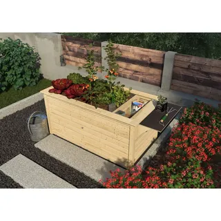 Karibu HOCHBEET 1 natur inkl. Schrank Pflanzenbeet Pflanzkasten 133x69x82cm