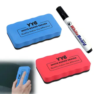SULIUDAJI 2 Stück Whiteboard Schwamm mit 1 Stück Whiteboard-Marker Magnetische und Handwaschbare Whiteboardlöscher Mikrofaser Whiteboard Radierer für Flipchart Memoboard Magnettafel Schreibtafel
