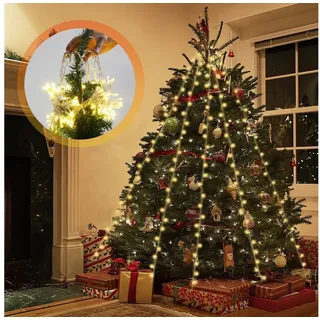 Clanmacy LED-Lichterkette 200/280 LEDs Weihnachtsbaum Christbaumbeleuchtung mit Ring Tannenbaum 2.8 m