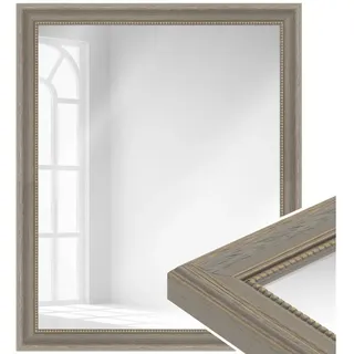 WANDStyle Wandspiegel H390, Landhaus Spiegel Grau 56x76 cm, Wandspiegel, Ganzkörperspiegel Groß grau 76 cm x 56 cm
