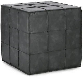 Pouf Larisa aus Kunstleder, klassischer Stil, dunkelgrau, quadratisch, weich gepolstert