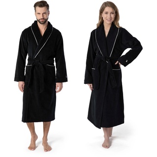 Unisex-Bademantel MÖVE "Schalkragen Velours" Bademäntel Gr. XL, schwarz Möve edel gestalteter Saum
