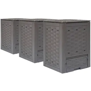 vidaXL Gartenkomposter 3 Stk. Braun 60x60x83cm 900 L Kunststoff Rattan
