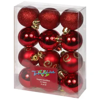 Trendline - Christbaumkugeln 12 Kugeln Ø 4 Cm Rot Weihnachtskugeln Weihnachtsbaum