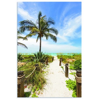 ARTland Wandbild Alu Verbundplatte für Innen & Outdoor Bild 80x120 cm Strandbild Karibik Palmen Meer Gräser Tropen Urlaub U2GO