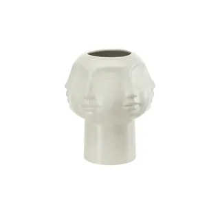 HOME STORY Vase  Face ¦ grau ¦ Porzellan ¦ Maße (cm): H: 21  Ø: 18.0