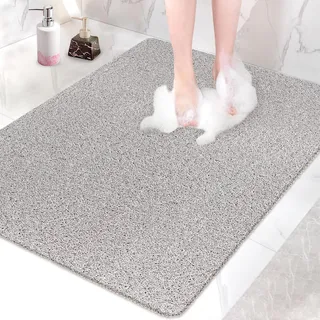 Duschmatte rutschfest 80 x100 cm - Extra Groß Sicherheits Badewannenmatte mit Ablauflöchern, Weich Komfort PVC-Luffa Massage Antirutschmatte für Dusche, Schnell trocknend