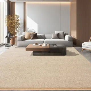iEvery Teppich Wohnzimmer 200x300 - Waschbarer Kuscheliger Kurzflor Teppich Moderner Wohnzimmerteppich, Weich & Pflegeleicht Carpet rutschfest für Schlafzimmer, Bettvorleger & Kinderzimmer, Beige
