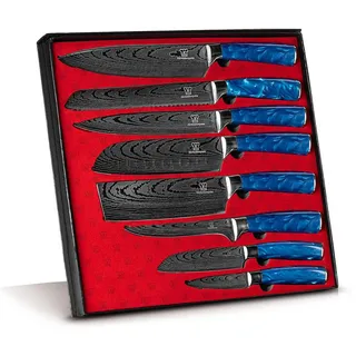 Küchenkompane Messer-Set, Blau, Metall, Holz, Kochen, Küchenmesser, Messersets
