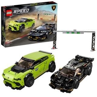 LEGO 76899 Speed Champions Lamborghini Urus ST-X & Lamborghini Huracán Super Trofeo EVO, Bausatz für Modellautos, Spielzeugautos, Rennautos