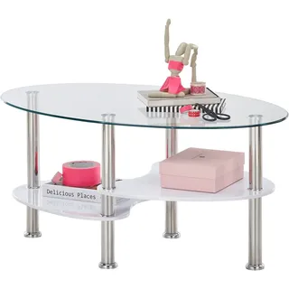 Stolkom Sp.z.o.o. Couchtisch Panty Glastisch, Wohnzimmertisch, Beistelltisch Glas BxHxT 90x42x55 cm (Couchtisch, OTTOs Choice), Sicherheitsglas 8mm, Ablage in MDF Eiche Artisan und Eiche Sonoma weiß