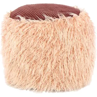 Kayoom Fellpouf Bobtail 125 Polyester 45 x 38 x 45 cm Beige/Braun