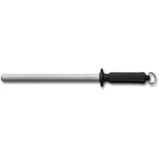 Victorinox Abziehstahl, Ovaler Wetzstahl zum Schärfen von Küchenmessern, 26 cm, Diamantbeschichtet, Ergonomischer Griff mit Aufhängeöse, Schwarz