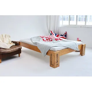 1001 Wohntraum Massivholzbett OPUS Bett aus Bambus ohne Rückenlehne, Steckbett - Aufbau in 5min, Industrial Style 40 cm