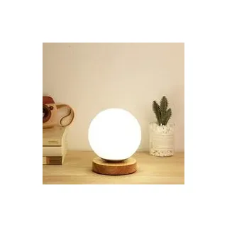 Moderne Minimalistische Kugel-tischleuchte, Schreibtischlampe Mit Glasschirm Und Holzfuß, Nachttischlampe Mit Augenschutz, E27-nachtlicht Für Esszimmer, Café Oder Bar (a)-crezuo