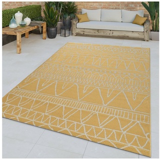 Outdoorteppich Flachgewebter In-& Outdoorteppich Abstraktes Muster Orientalisch, TT Home, rechteckig, Höhe: 4 mm gelb
