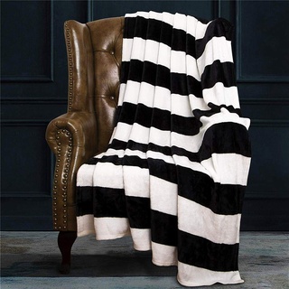 Leichte Flanell Decke, Morbuy Kuscheldecke hochwertige Flauschige Gewichtsdecke Feinste Tagesdecke Wohndecke Mikrofaserdecke Couch-Decke Reisedecke (Schwarz-Weiss,150x100cm)