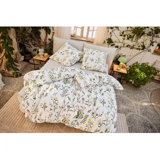 OTTO home Bettwäsche Claara, Renforcé, 2 teilig, mit Blumen Design, skandinavisch, romantische Bettwäsche weiß