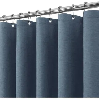 Duschvorhang Metallringe Leinen - Marineblau H198 x B182 cm (1er Pack)