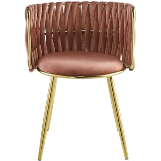 MeGusta Moderner Stuhl 2er-Set Rosa Polsterstuhl Esszimmerstuhl mit Armlehne Clara