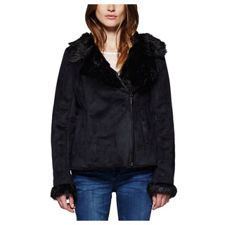 COMMA CASUAL IDENTITY Jacke moderne Damen Outdoor-Jacke in Shearling-Optik Schwarz, Größe:38