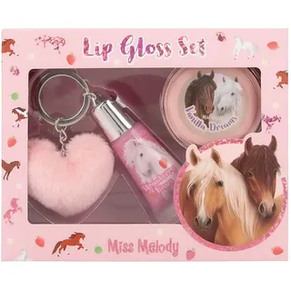 DEPESCHE 12941 Miss Melody - Lipgloss Set im Pferde Design für Kinder, 2 Glosse mit fruchtigen Düften, inkl. Plüsch Anhänger, Pink