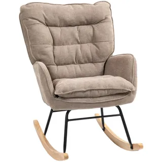 Homcom Schaukelstuhl mit Chenilleoptik Polyester 98,5 x 97 x 71 cm Braun mit Kissen