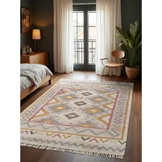 ELLE DECORATION Kelim Imani Juteteppich 200 x 300 cm Beige/Creme Multifarben