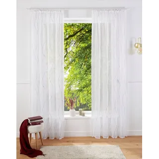 Guido Maria Kretschmer Home&Living Gardine Mila, Kräuselband (1 St), transparent, Voile, Wellenmuster, Voile, einfarbig, democratichome Edition, bestickt grau 140 cm x 175 cm