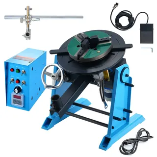 Vevor Schweißdrehtisch 80 W Schweißpositionierer 1-12 U/min Manipulator 30 kg(Horizontal)/15 kg(vertikal) Drehtisch 0–90° Neigungswinkel KD200-Dreibackenfutter zum Schneiden, Schleifen, Montieren