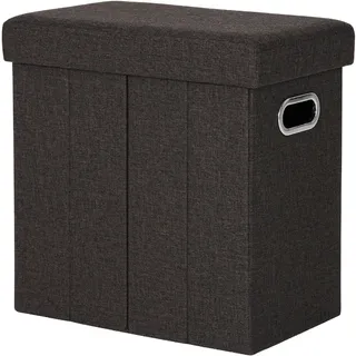 COSYLAND Sitzhocker mit Stauraum, Fußbank Truhen Aufbewahrungsbox faltbar belastbar bis 300 kg, Leinen, 42 x 27 x 42 cm (Schokolade)