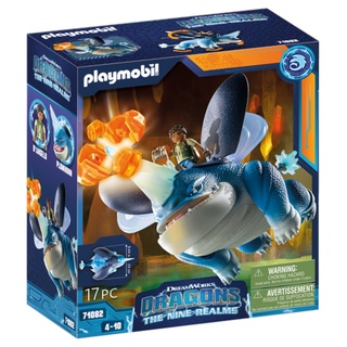 PLAYMOBIL DreamWorks Dragons 71082 Dragons: The Nine Realms - Plowhorn & D'Angelo, Dragons-Figur und Spielzeug-Drache mit Hörnern, Spielzeug für Kinder ab 4 Jahren