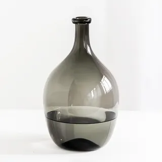 XIUWOUG Große Glasvase für Dekor, 11 Zoll klare hohe dekorative Bodenvase, runde Bubble Ballon Vase Glas Krug Vasen für Couchtisch Wohnzimmer Dekor,Grau